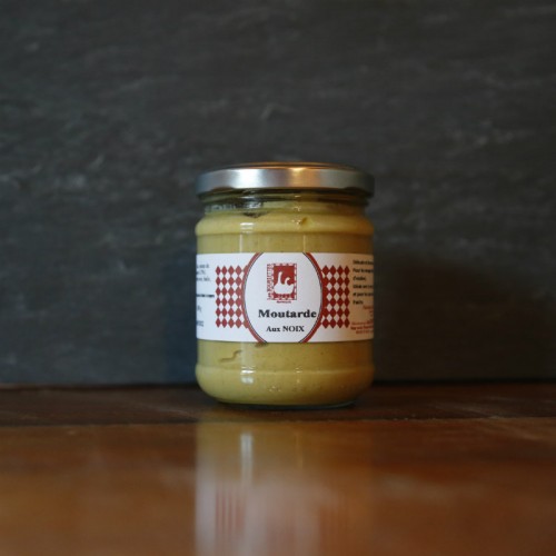 Pot en verre de moutarde aux noix de 110g Les Bouriettes