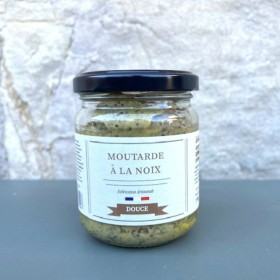Pot en verre de moutarde aux noix de 110g Les Bouriettes