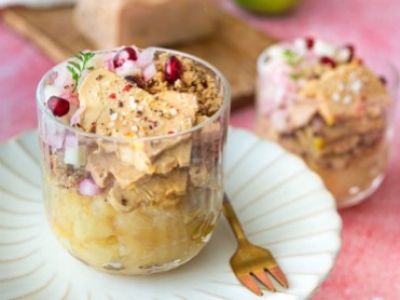 Crumble de pommes au foie gras en verrine