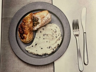 Pintade farcie au foie gras, marrons , purée de céleri à la truffe